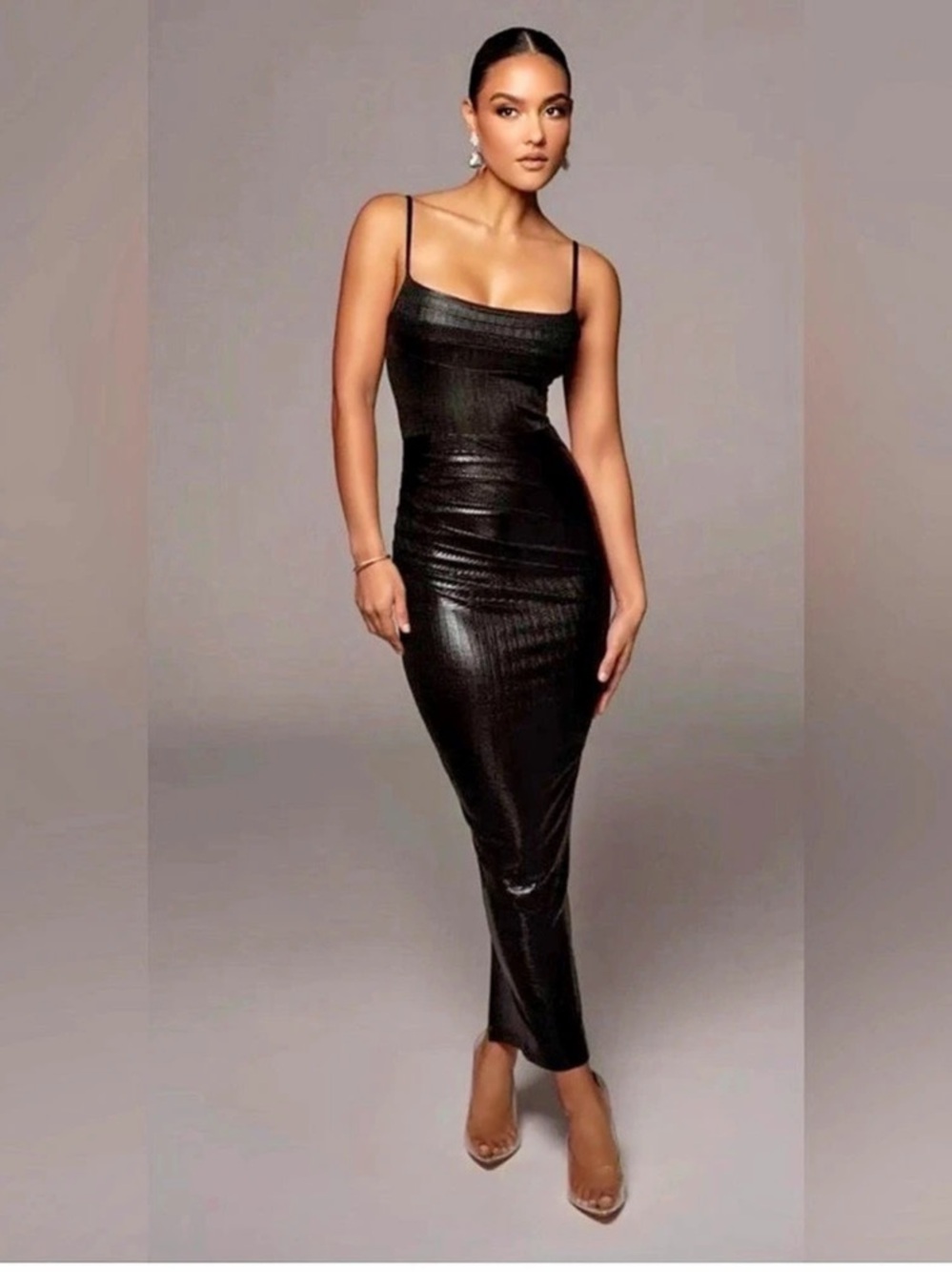 Black Rubi Cowl Neck Midi Cocktail Dress